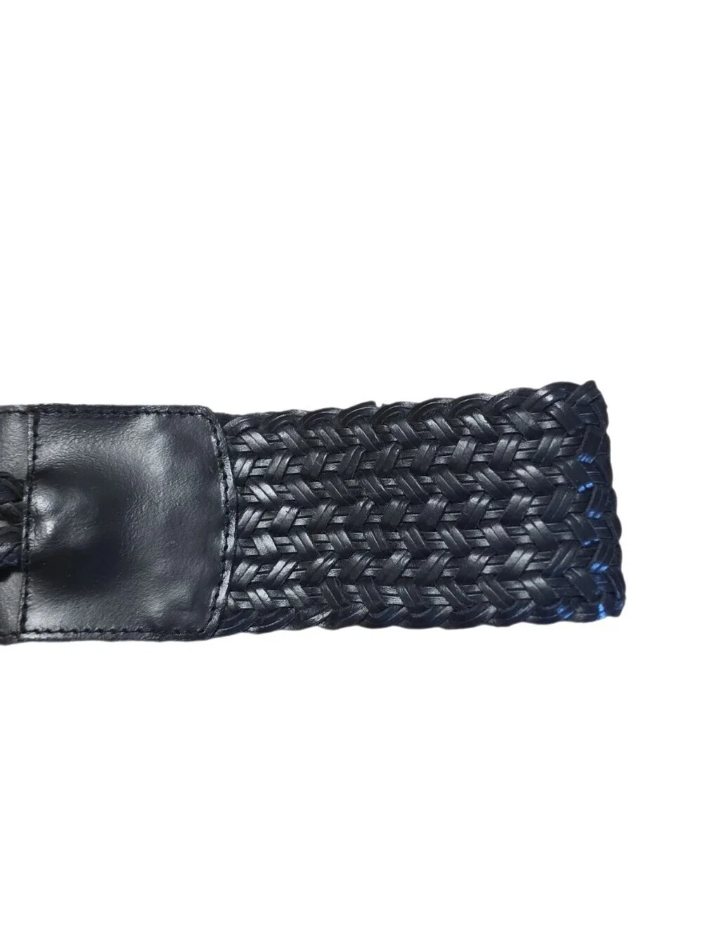 VTG 2006 Old Navy Wide Braided Leather Belt - Black Y2K Boho Excellent Condition